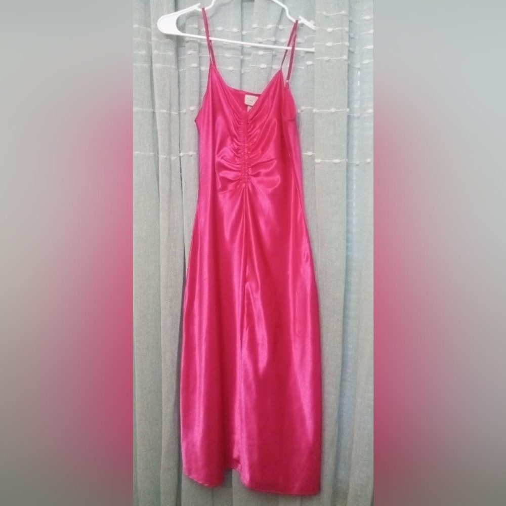Hot pink silk dress